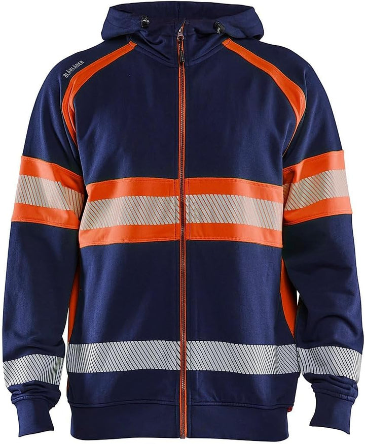 BLÅKLÄDER Blaklader 3552-1158 Warnschutz-Sweatshirt mit Kapuze XXL Marineblau/Orange, XXL Marineblau