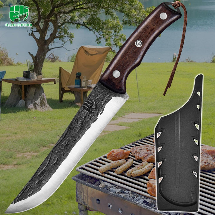 FULLHI Ausbeinmesser, Multi-Farben Griff Full Tang Küchenmesser, High Carbon Steel Carving Fishing D