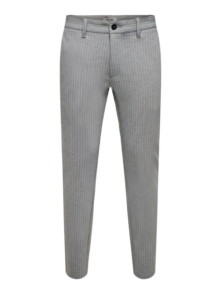 ONLY & SONS Male Chino Hose ONSMARK Pant Stripe GW 3727 NOOS 36W / 32L Light Grey Melange, 36W / 32L