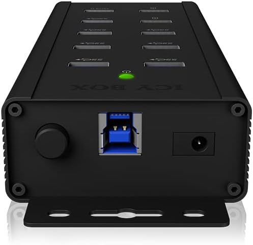 ICY BOX 7-Port USB 3.0 HUB aktiv mit Netzteil (12V/5A), 3 Ladeports, Wandmontage, Quick Charge 3.0,