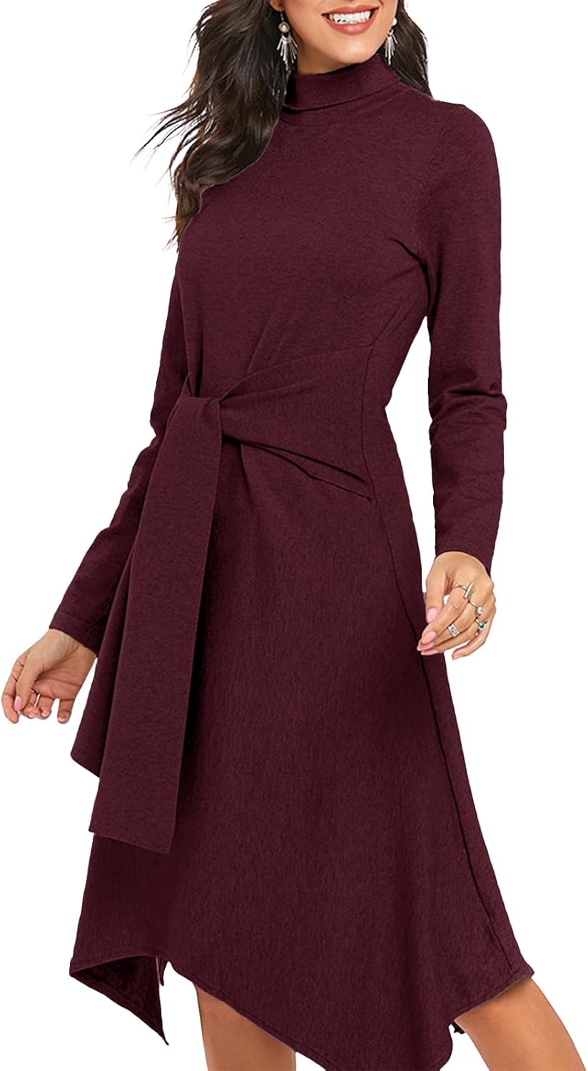 Damen Strickkleid Winter Kleid Herbst Damen Winterkleider Herbstkleid Midikleid Pulloverkleid Mit Ro