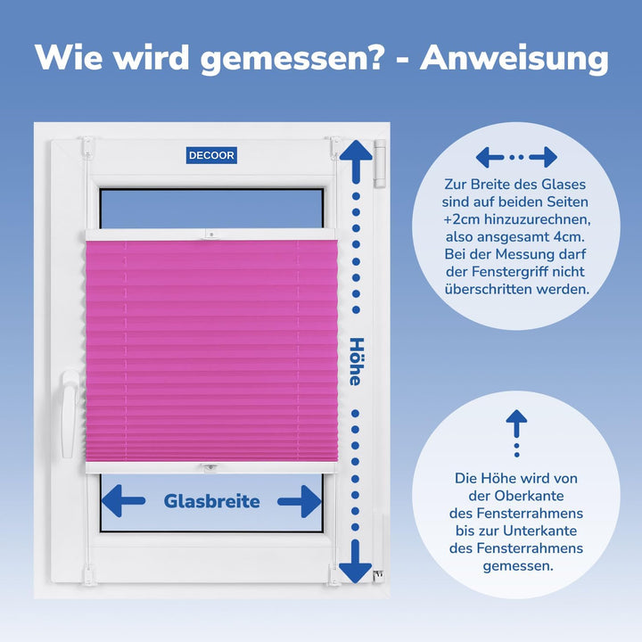 DECOOR Plissee ohne Bohren 70cm x 100cm Faltrollo Rollo für Fenster und Tür Nicht-invasive Fensterja