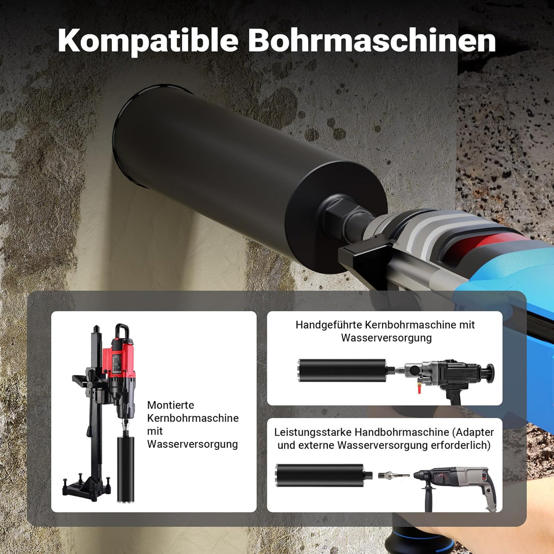 Wiltec Diamantbohrkrone Typ 2 (Mesh) Ø 127 mm, Bohrkrone 450 mm, 1¼ UNC Nassbohrkrone, Diamantbohrer