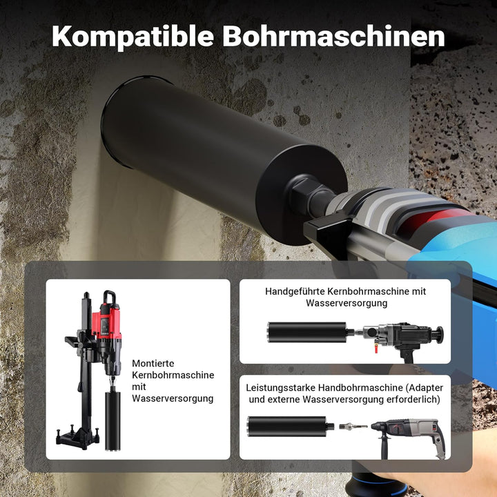 Wiltec Diamantbohrkrone Typ 2 (Mesh) Ø 127 mm, Bohrkrone 450 mm, 1¼ UNC Nassbohrkrone, Diamantbohrer