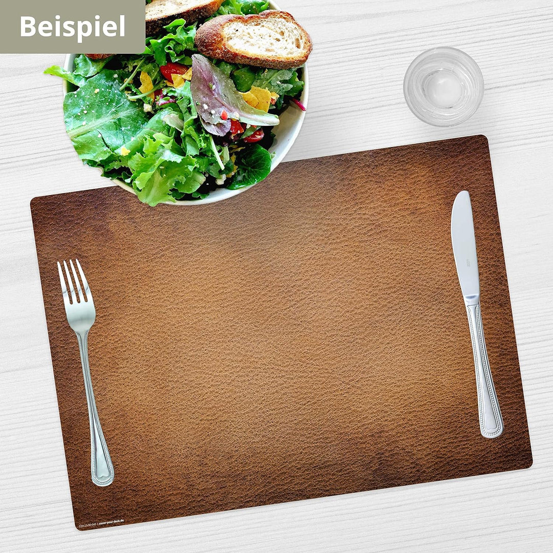 Tischsets | Platzsets abwaschbar – Leder Optik Braun – aus Premium Vinyl (Kunststoff – BPA-frei) - 4