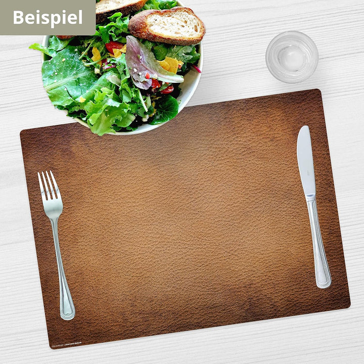 Tischsets | Platzsets abwaschbar – Leder Optik Braun – aus Premium Vinyl (Kunststoff – BPA-frei) - 4