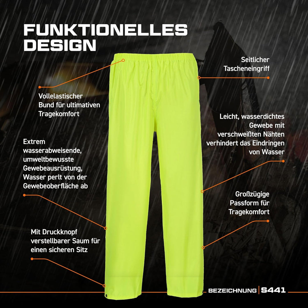 Portwest Klassische Regenhose für Erwachsene, Grösse: M, Farbe: Schwarz, S441BKRM