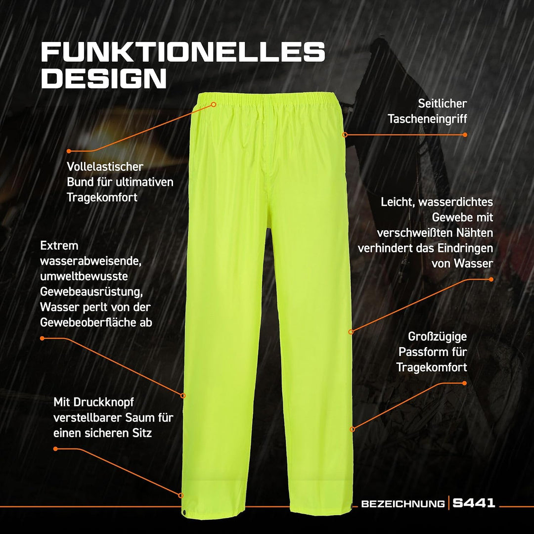 Portwest Klassische Regenhose für Erwachsene, Grösse: L, Farbe: Schwarz, S441BKRL L Schwarz, L Schwa