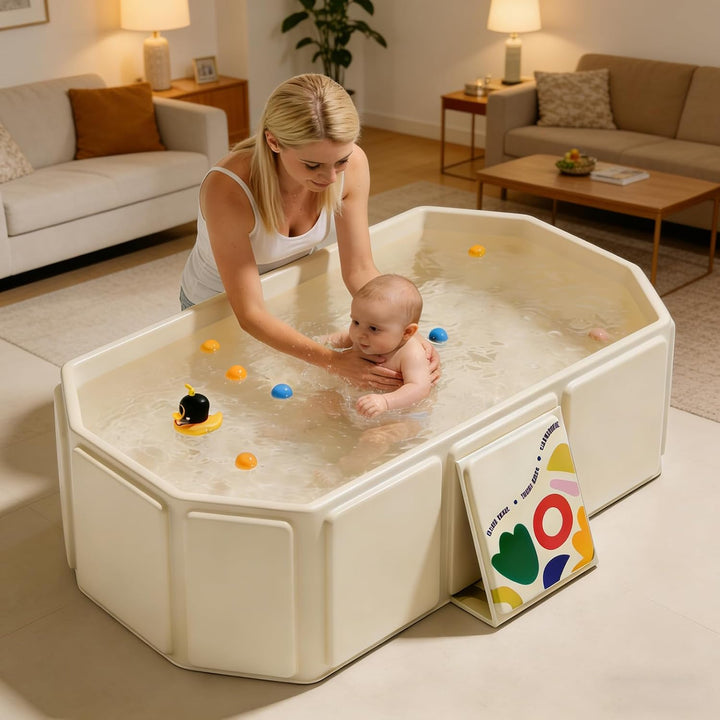 75x45x25cm Faltbare Badewanne für Kinder: Beige Tragbare Faltbare Babybadewanne, Grosse Kleinkindbad