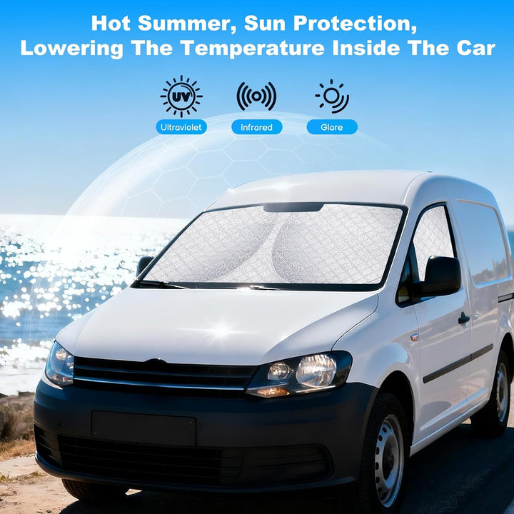Sonnenschutz Auto Frontscheibe für VW Caddy (3er Set) UV-Schutz Sichtschutz | Perfekte Passform,Schu