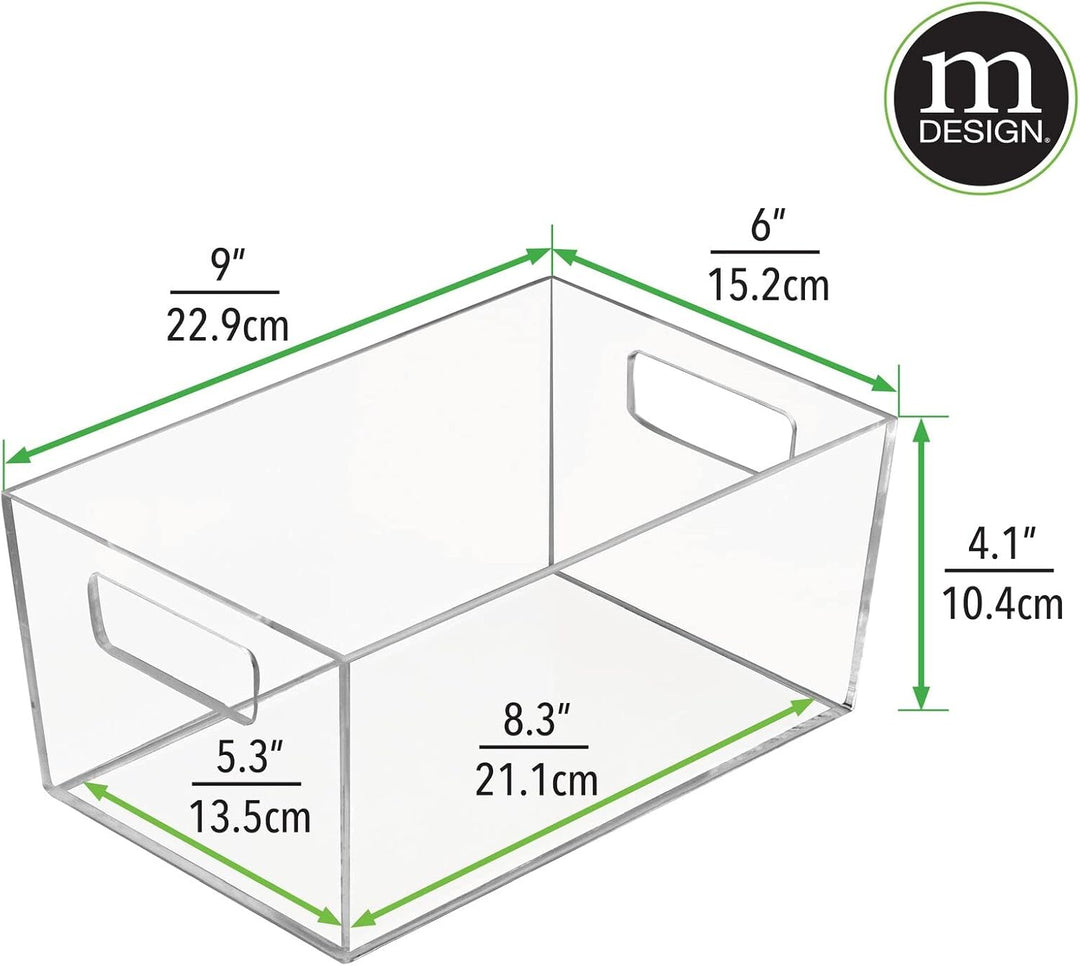 mDesign 2er-Set Ablagebox mit integrierten Griffen – transparente Aufbewahrungsbox mit ansprechendem