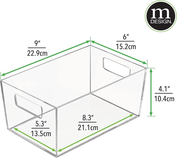 mDesign 2er-Set Ablagebox mit integrierten Griffen – transparente Aufbewahrungsbox mit ansprechendem