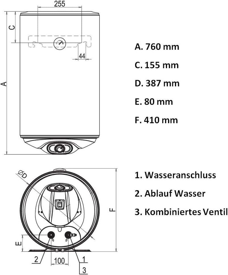 Eldom FAVOURITE 50 Liter Warmwasserspeicher 2 kW. Electronic Control 50L, 50L