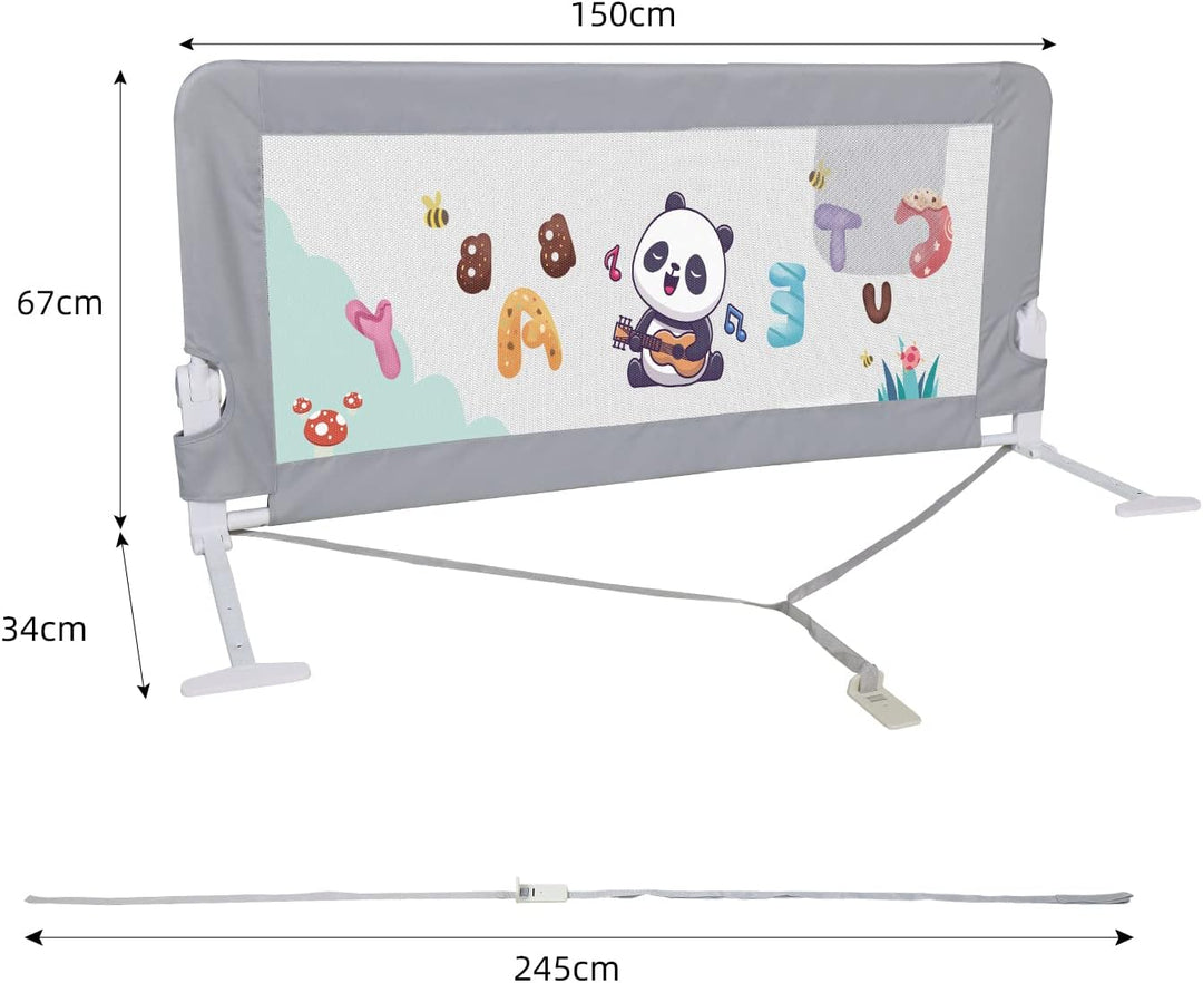 CCLIFE Bettgitter Bettschutzgitter Klappbar 150cm Anti-Fall für Baby Kinder Babybettgitter Kinderbet