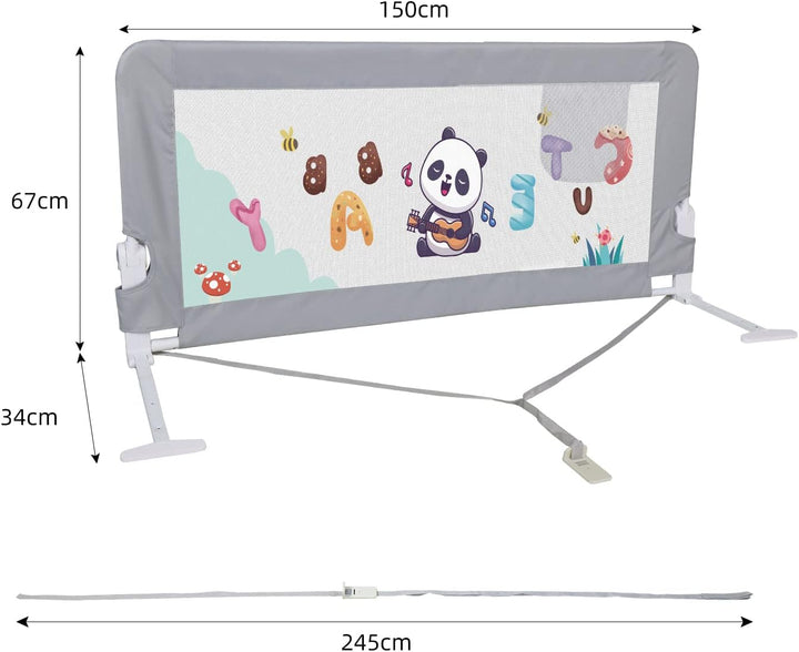 CCLIFE Bettgitter Bettschutzgitter Klappbar 150cm Anti-Fall für Baby Kinder Babybettgitter Kinderbet