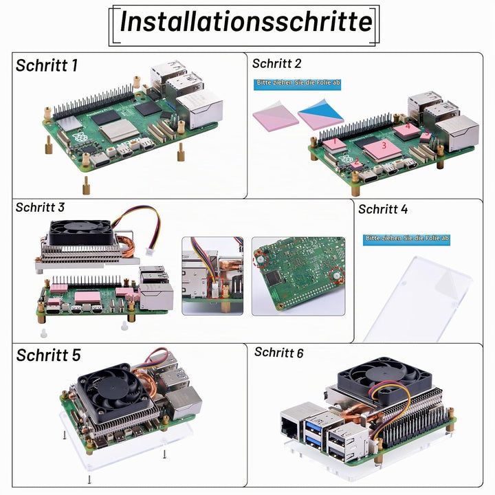 GeeekPi Ultra Thin ICE Tower Cooler for Raspberry Pi 5, Aluminum Heatsink with 40x40x5mm PWM Cooling