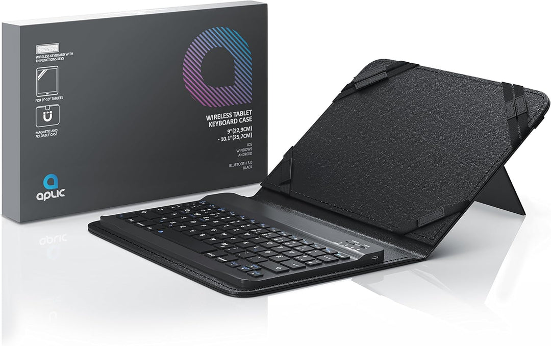 CSL - Bluetooth Slim Tastatur für Tablets 9-10 Zoll - für Apple iPad 2 3 4 UVM. inkl. Kunstledercase