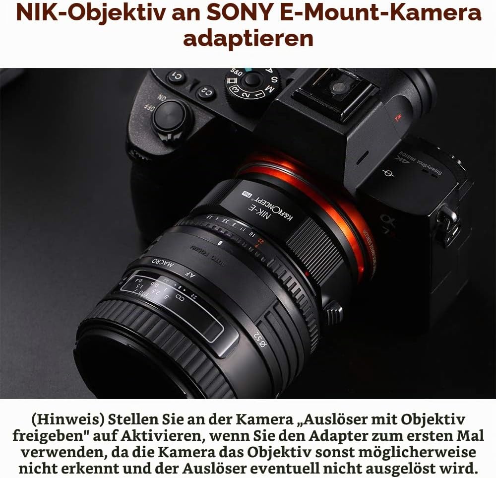 K&amp;F Concept M11105 Nikon NIK-NEX Hochpräziser Objektivadapter, Sekundäre Oxidation Adapter Ring, Son