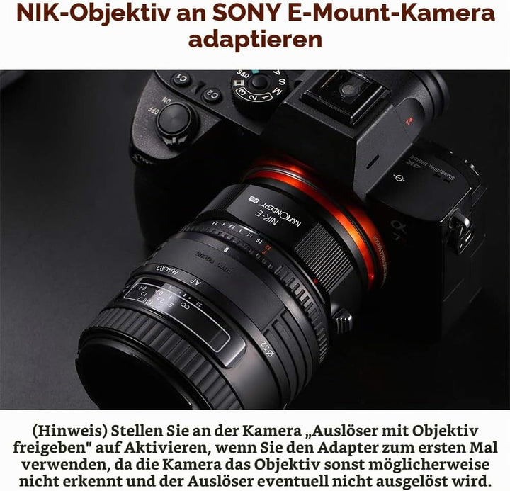 K&amp;F Concept M11105 Nikon NIK-NEX Hochpräziser Objektivadapter, Sekundäre Oxidation Adapter Ring, Son