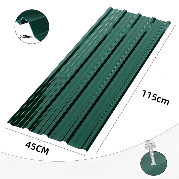 24 Stück Trapezblech Profilblech Set 115x45cm, 6.21 m² Dachblech verzinkter Stahl 0,25mm, Dachplatte