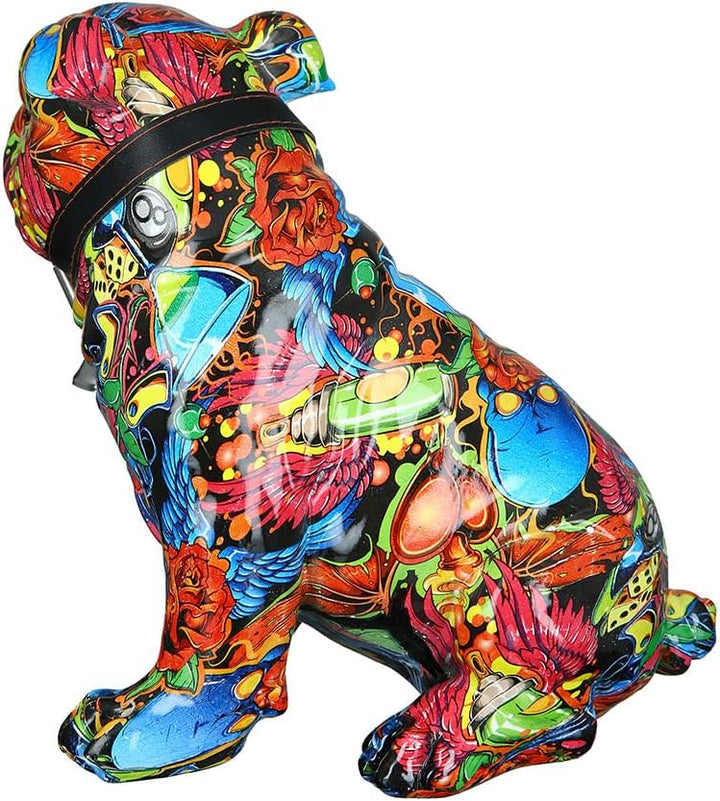 Casablanca Deko Figur Mops sitzend - Moderne Tierfigur Sculptur im Street Art Graffiti Design - Deko