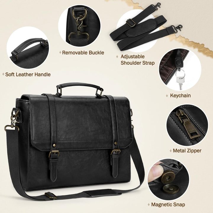 IGOLUMON Aktentasche Herren Wasserdicht Umhängetasche Herren 15,6 Zoll Laptoptasche Vintage Arbeitst