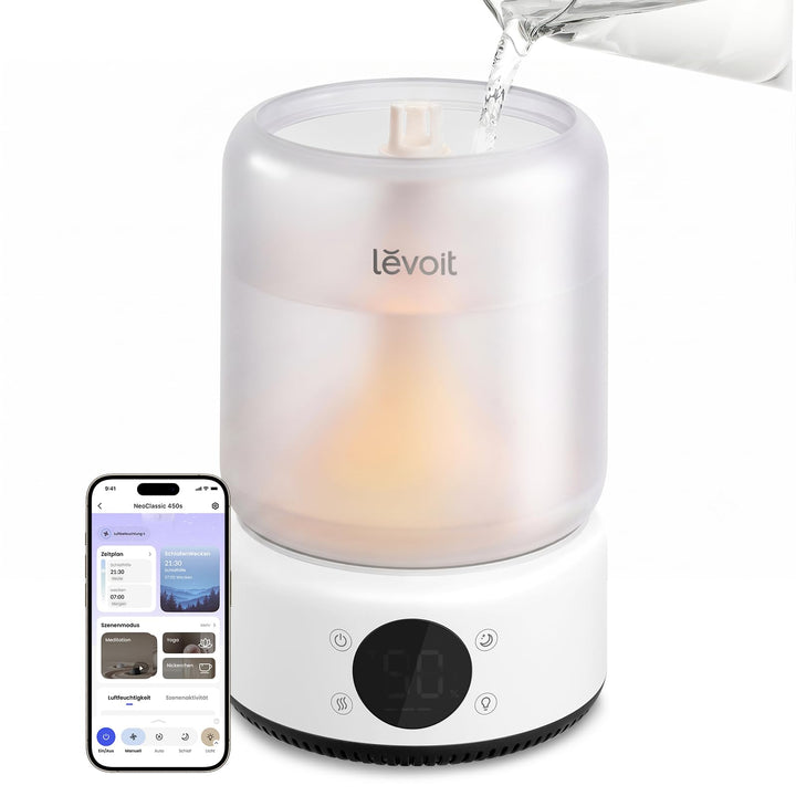 Levoit Smart Luftbefeuchter Schlafzimmer, 4,2 L Top-Fill, Kühler Nebel | leicht zu reinigen, 21 dB H