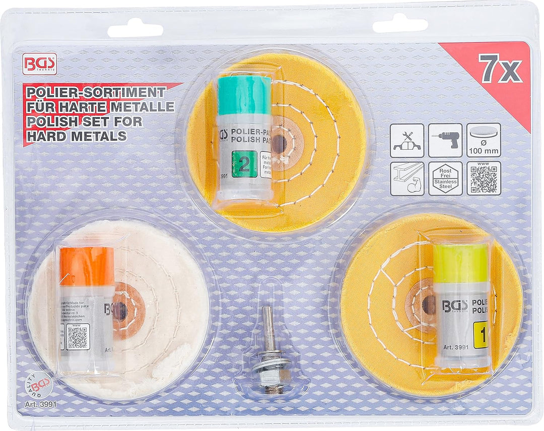 BGS 3991 | Polier-Sortiment für harte Metalle | 7-tlg., für harte Metalle