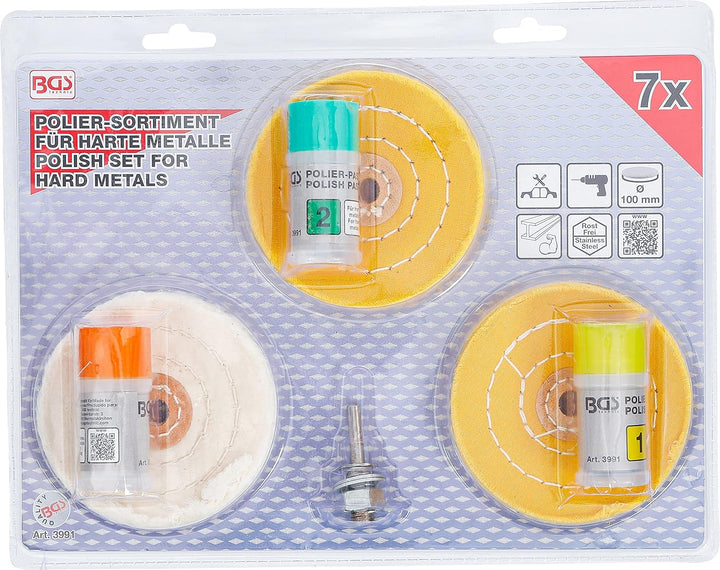 BGS 3991 | Polier-Sortiment für harte Metalle | 7-tlg., für harte Metalle