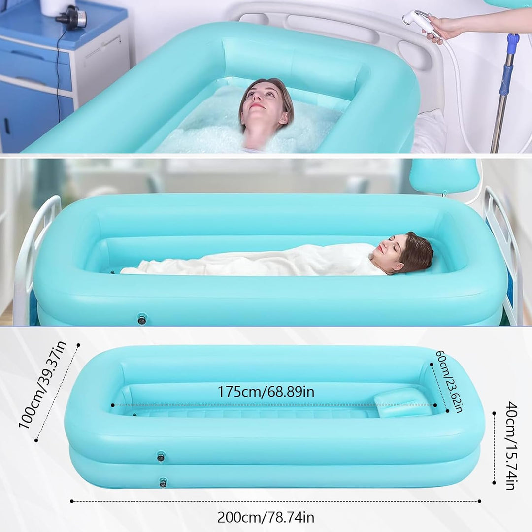 Aufblasbare Badewanne, Aufblasbares Badewannen-Duschset mit Wasserbeutel & Luftpumpe für Behinderte,