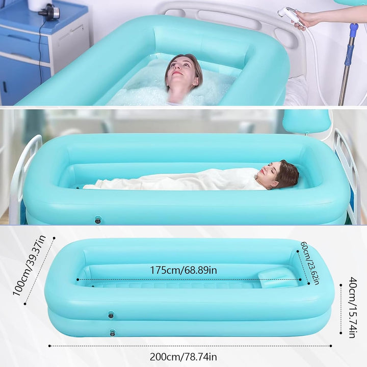 Aufblasbare Badewanne, Aufblasbares Badewannen-Duschset mit Wasserbeutel & Luftpumpe für Behinderte,