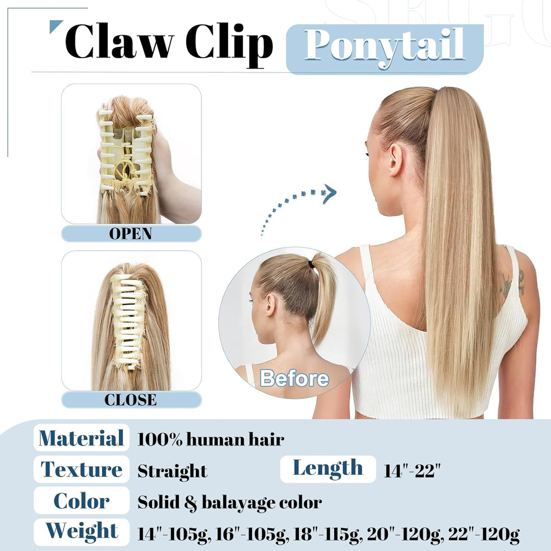SEGO Ponytail Extension Echthaar Pferdeschwanz Zopf Clip in Haarteil Haarverlängerung 100% Remy Haar