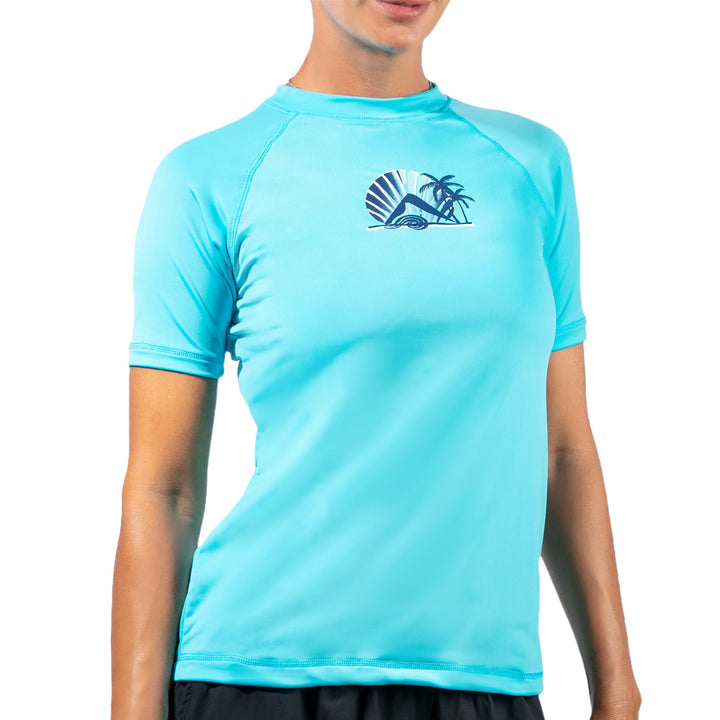 Kanu Surf Breeze Damen Rashguard & Workout Top mit LSF 50+, kurzärmelig M Alyssa Aqua, M Alyssa Aqua