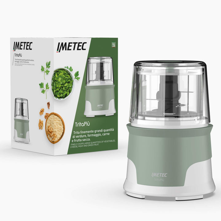Imetec Tritapiù Zerkleinerer, 4 Edelstahlklingen, grosser Behälter 600 ml, 18 U / min, Druckbetrieb,