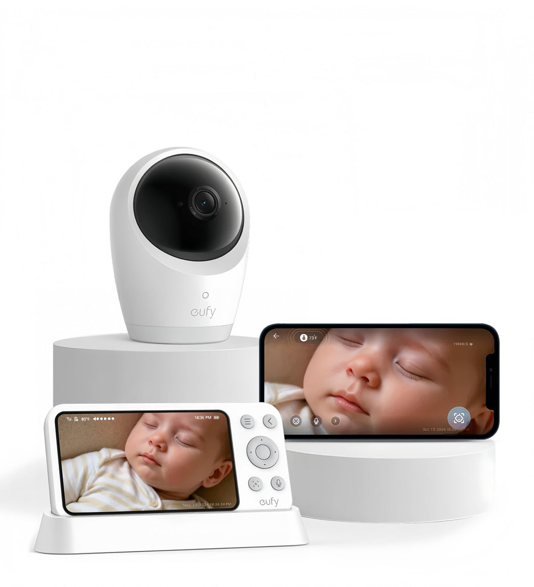 eufy Babyphone mit Kamera E21, 4K UHD, 5-Zoll-Display (720p), Hybrid-WLAN/Offline-Modus, Steuerung p