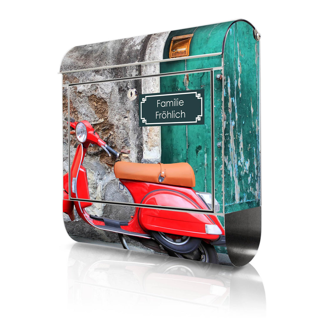 banjado Briefkasten Edelstahl personalisiert 38x43x12cm & 2 Schlüssel - rostfreier Edelstahl Briefka