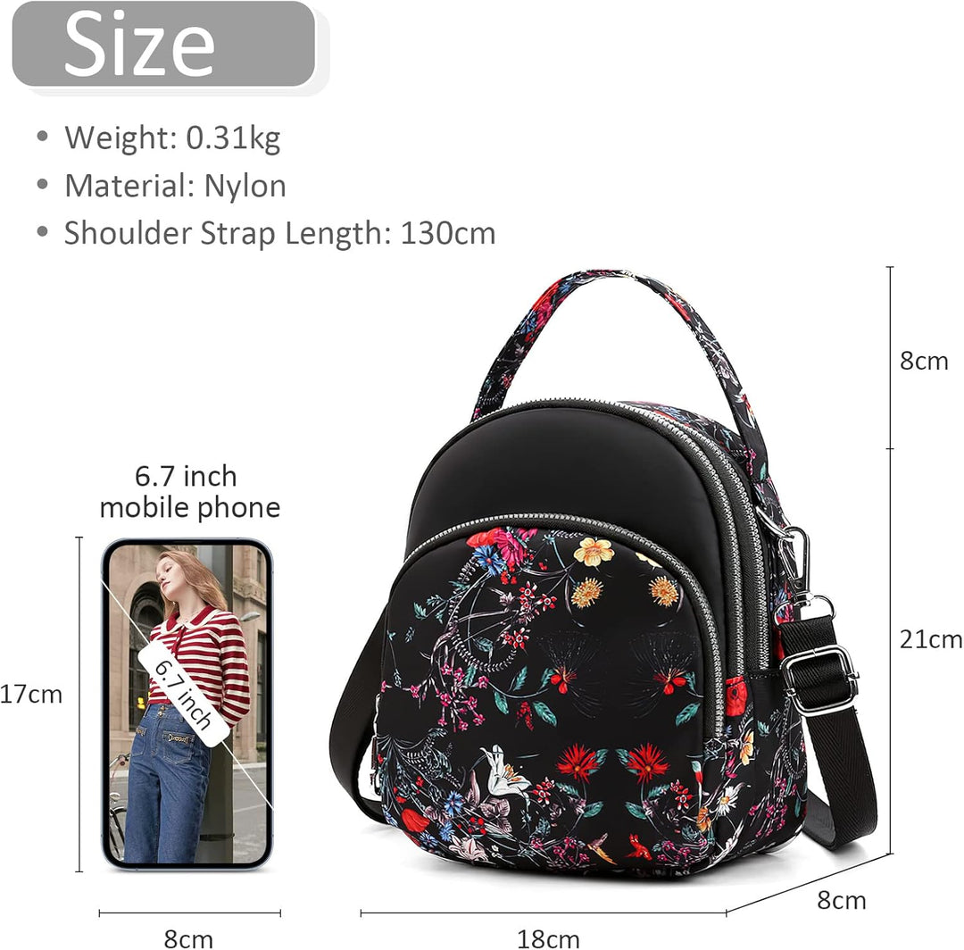 DIRRONA Damen Handtasche Lässiges Damen Umhängetasche Klein Rucksack Mode Drucken Schultertaschen Mu