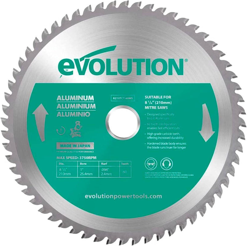 Evolution A210TCT-60MS - 210 mm Sägeblatt zum Schneiden von Aluminium - Metall-Sägeblatt Hartmetallb
