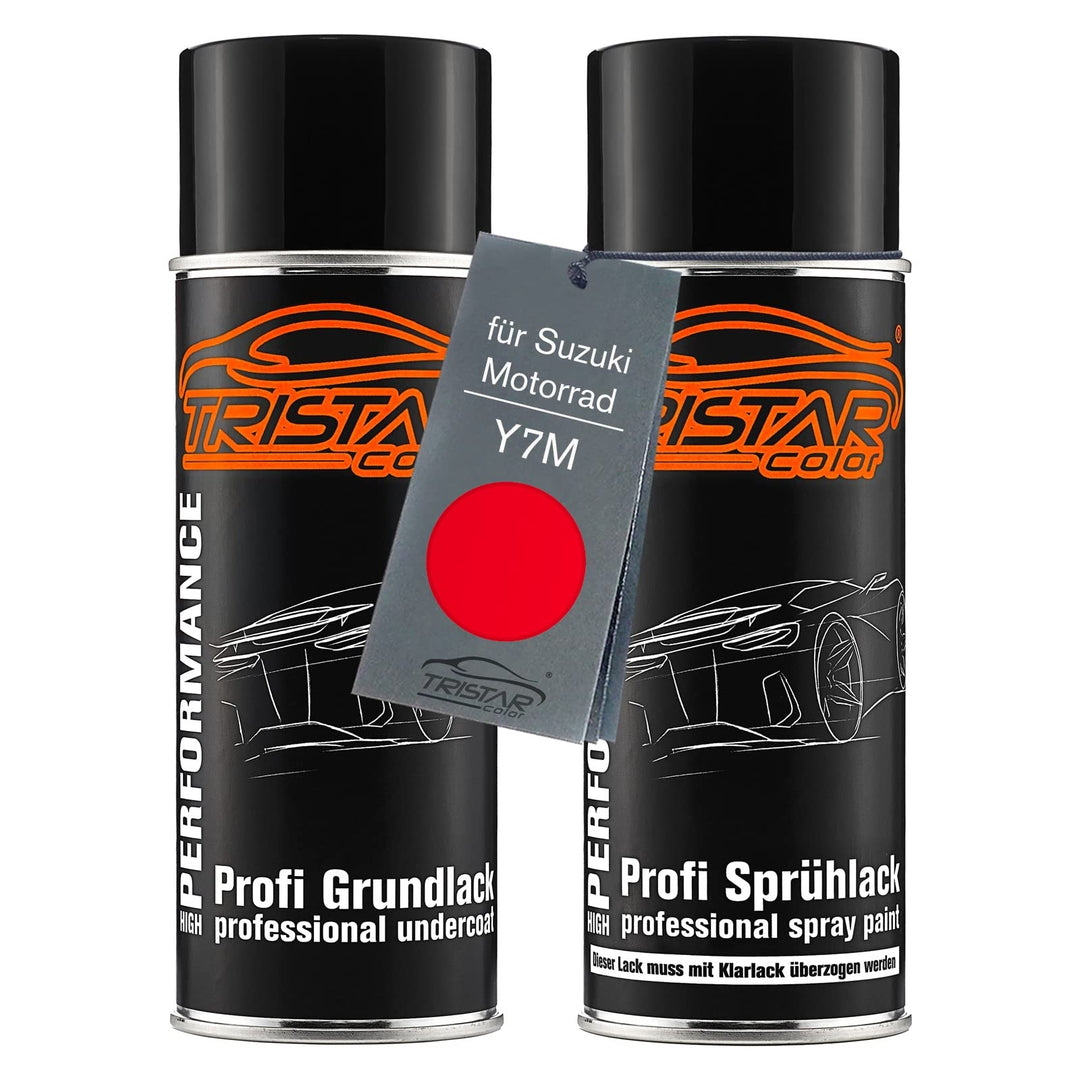 TRISTARcolor Motorradlack Spraydosen Set für Suzuki Motorrad Y7M Red Perl Grundlack Basislack Sprühd