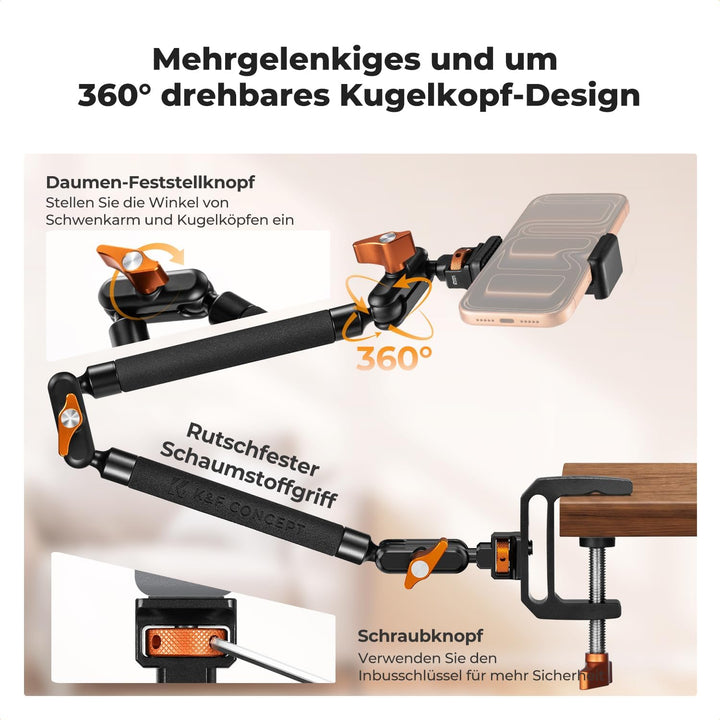 K&amp;F CONCEPT 22 Zoll Magic Arm mit Super Klemme für Tisch