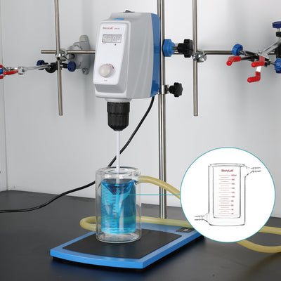 stonylab Glas Ummantelt Becher, 1 Packung Messbecher aus Borosilikatglas mit Flachem Boden und Doppe