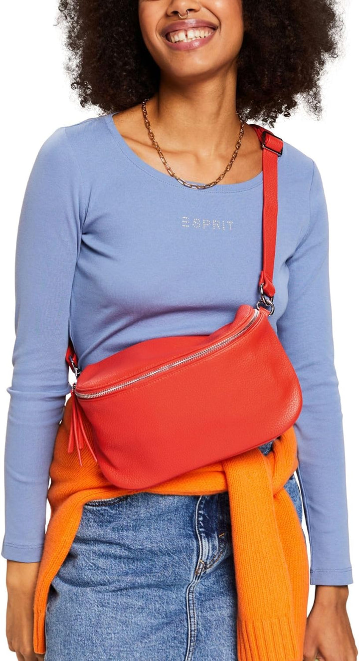 ESPRIT Umhängetasche aus veganem Leder Bright Orange, Bright Orange