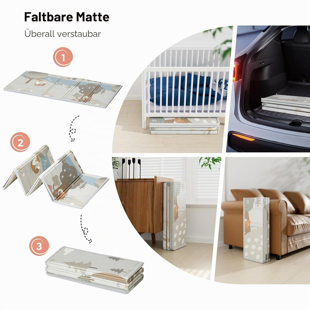 Baby Laufgitter 120x120 cm mit Matte &amp; Matratze für Zuhause | Baby Laufgitter, geräumiger Spielberei