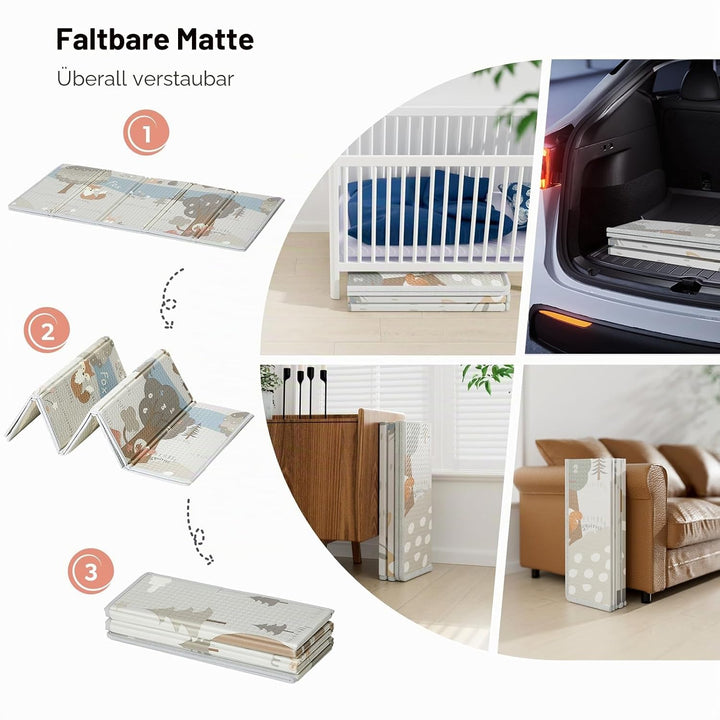 Baby Laufgitter 120x120 cm mit Matte &amp; Matratze für Zuhause | Baby Laufgitter, geräumiger Spielberei