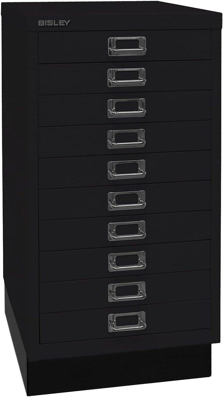 BISLEY MultiDrawer, 29er Serie mit Sockel, DIN A3, 10 Schubladen, Metall, 633 Schwarz, 43.2 x 34.9 x