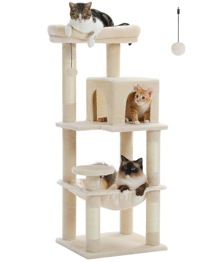 PAWZ Road Katzenbaum mit Metall-Plüsch-Hängematte, Katzenturm für ausgewachsene Katzen mit 2-türigem