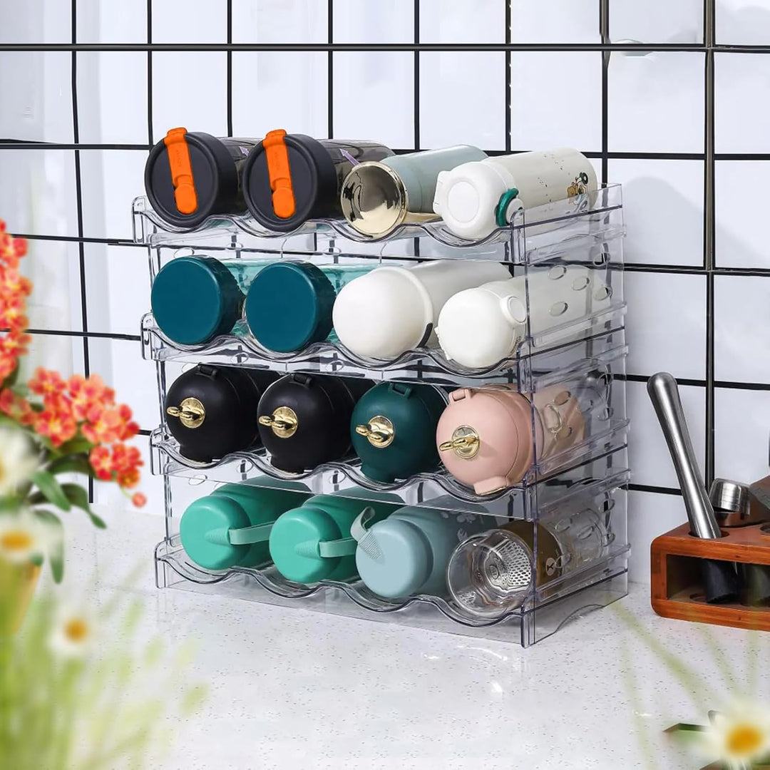 qjuwhua Flaschenregal Kühlschrank Stapelbarer 2 Tier 8 Flaschen Organizer Schrank Weinregal Weinflas