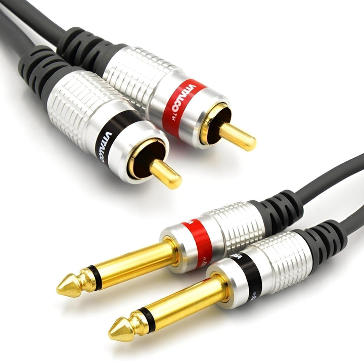 Cinch auf 6.3mm Klinke Kabel 3m Vitalco 2X Male Chinch Stecker zu 2X Grosse Klinke Mono Audio Adapte