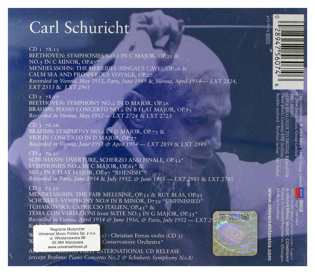 Schuricht Decca Recordings 1949-1956, Audio-CD