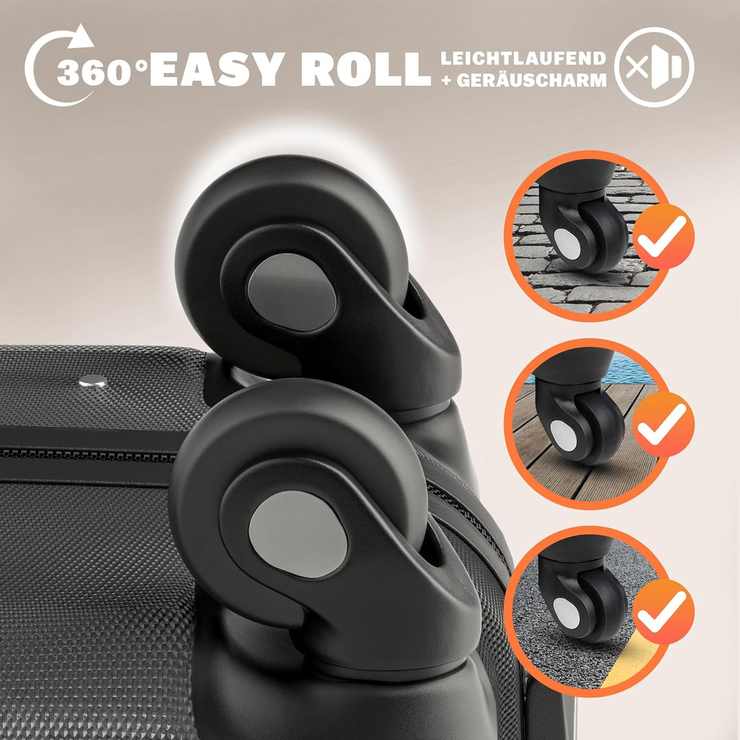 Monzana® Koffer Baseline Handgepäck ABS Hard Case Gehäuse gummierte Rollen Teleskopgriff Zahlenschlo